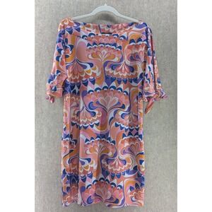 Trina Turk Psychedelic Swirl Print Boat Neck Dolman Sleeve Dress Women's Size L